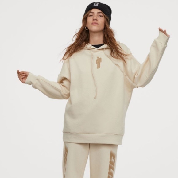 Oversized Printed Zip-through Hoodie White/Billie Eilish